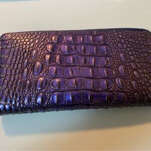 Purple Croc-Embossed Zip Wallet - Women